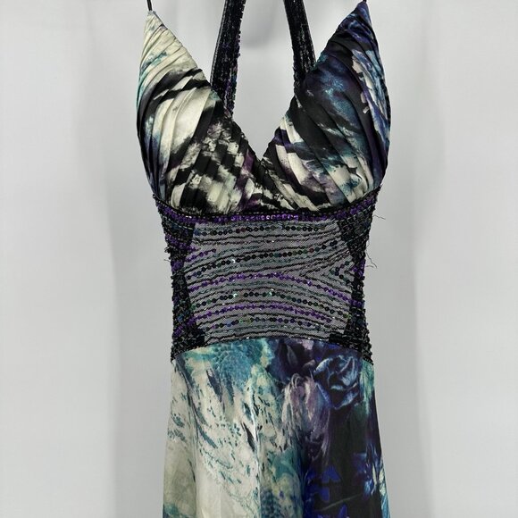 CACHE maxi dress gown beaded backless sequins satin floral Y2K party evening 4 - Picture 4 of 14